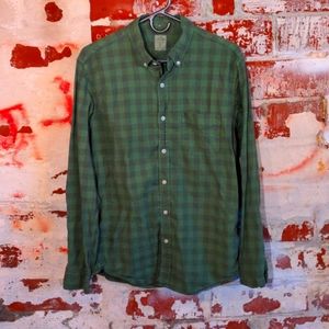 J. Crew Slim Oxford Shirt in Buffalo Check Green